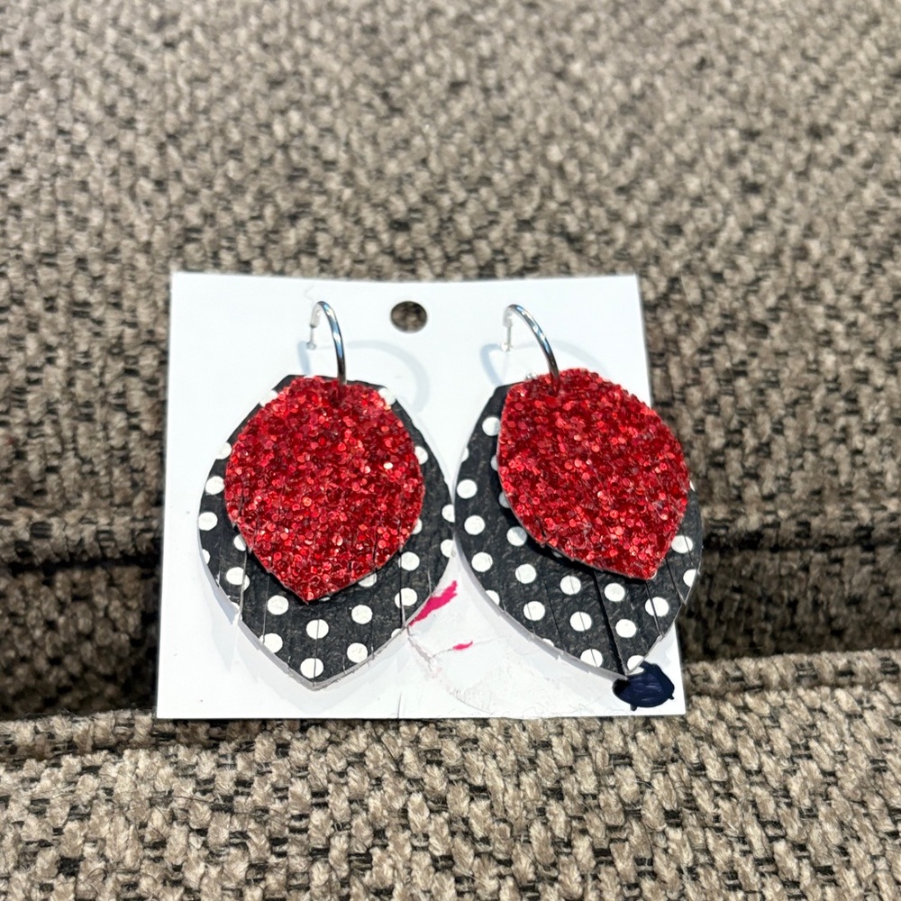 Red and Black Polka Dot Earrings